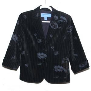 Doncaster Sport Cotton Velvet Pinstripe Floral Blazer Size 8